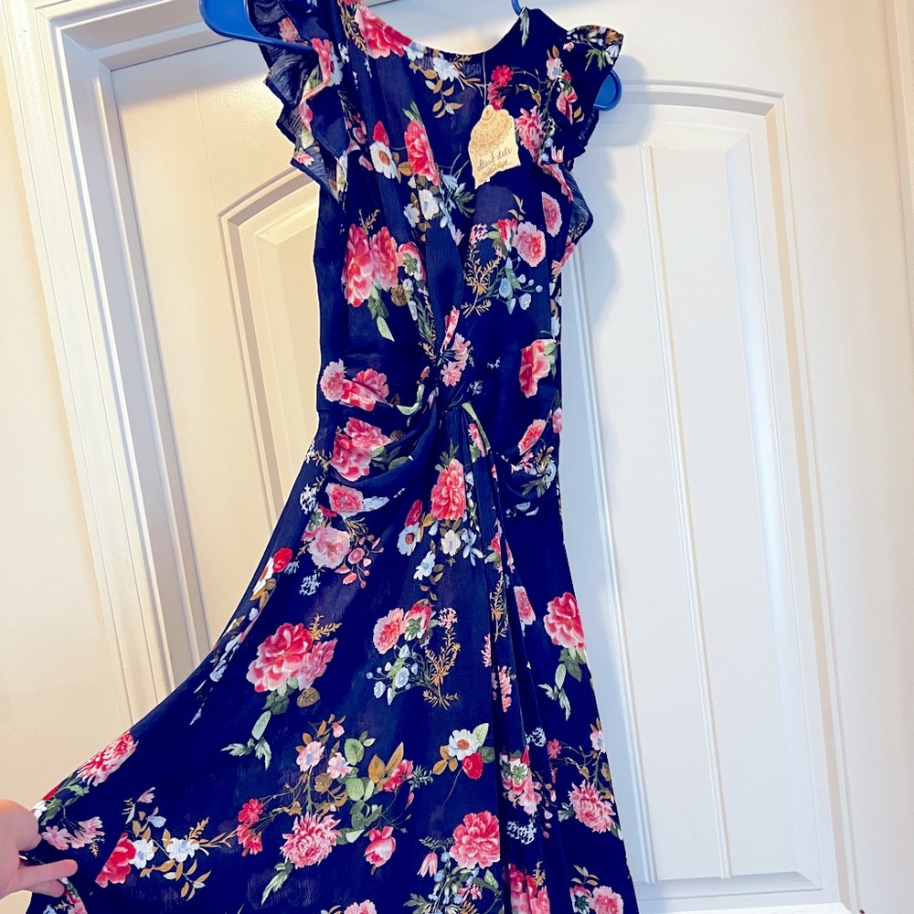 Altar’d State Navy Floral boho midi dress